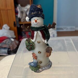 Vintage Charming Snowman with Blue Hat and Red Scarf